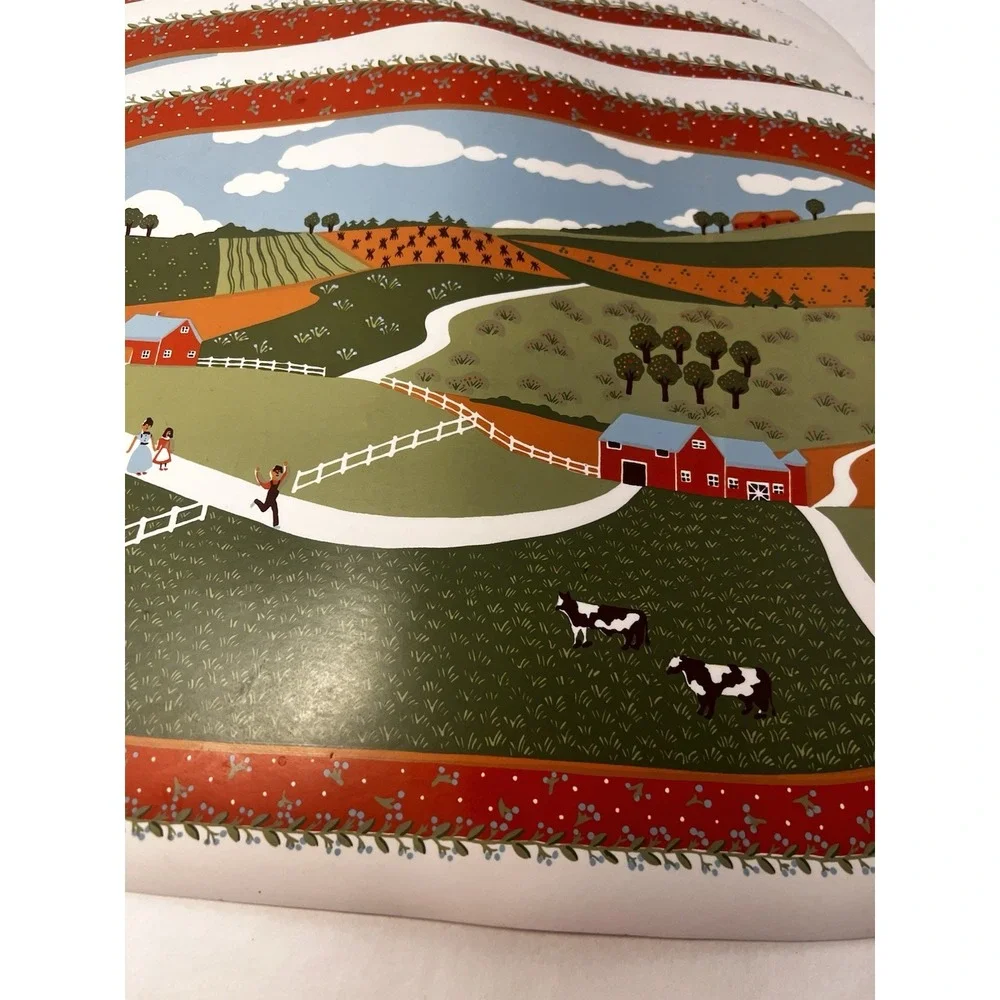 1980s Vintage Folk Art Plastic Placemat Set Of 4 Christine Graf Farm Scene Cozy